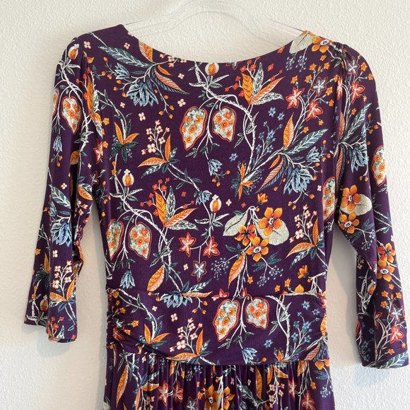 Anthropologie Maeve Beloved Dress Floral Asymmetrical Front Tie Purple Size XS - Picture 9 of 13